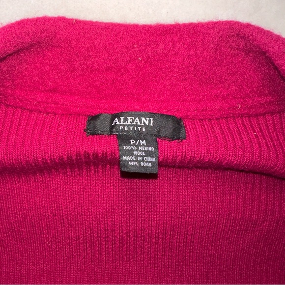 Alfani Boiled Wool Flutter Collar Jacket Maroon Button Down Size PM Petite - Picture 14 of 14